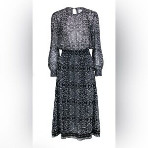 Misa Los Angeles Black and White Long Sleeve Printed Maxi Dress